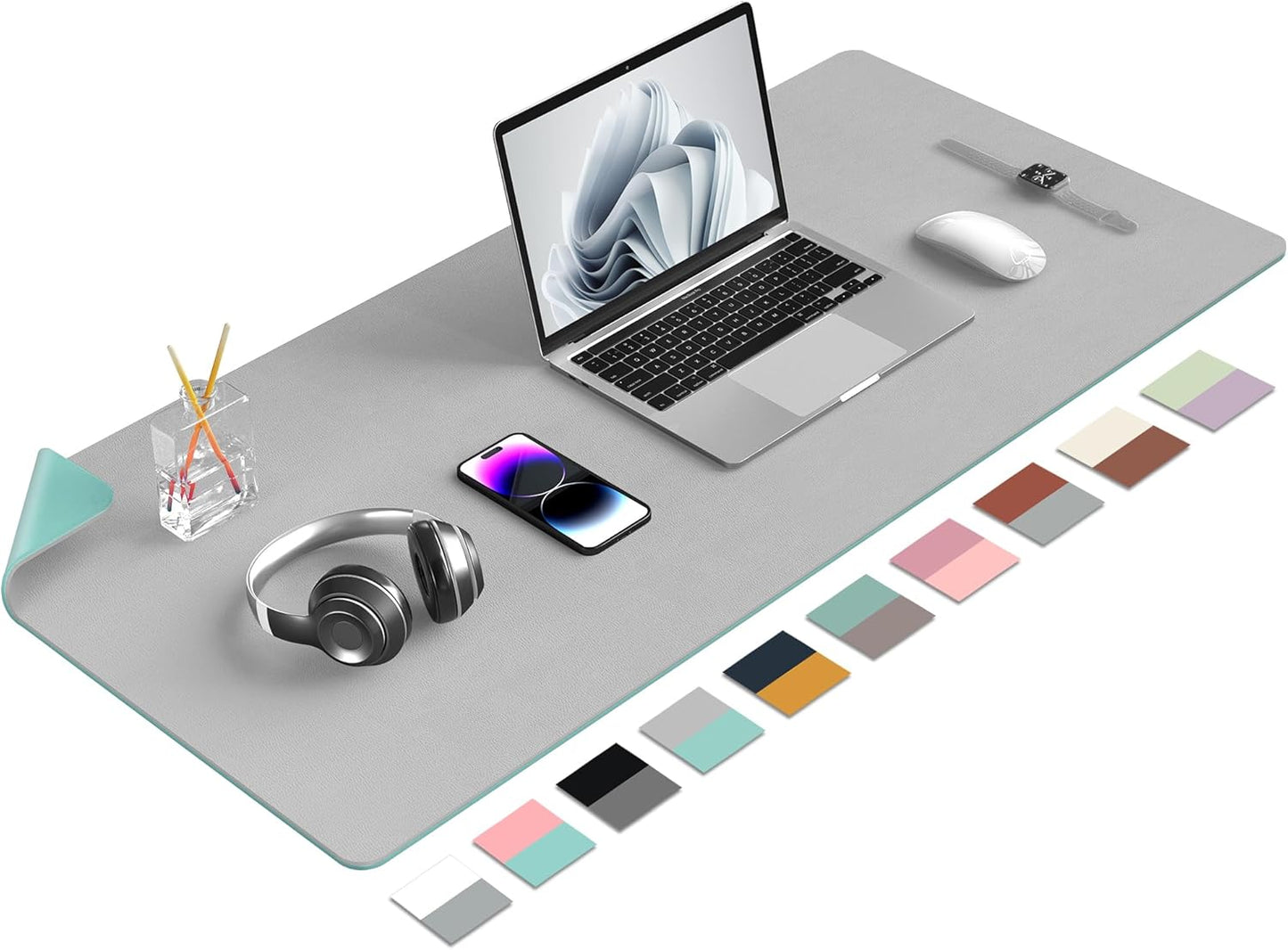 Double-Sided PU Leather Desk Pad - Non-Slip Large Mouse Pad & Desk Mat for Office, Home - Waterproof, Easy to Clean, Durable Dual-Sided Surface(Brown, 23.6" X 13.7")