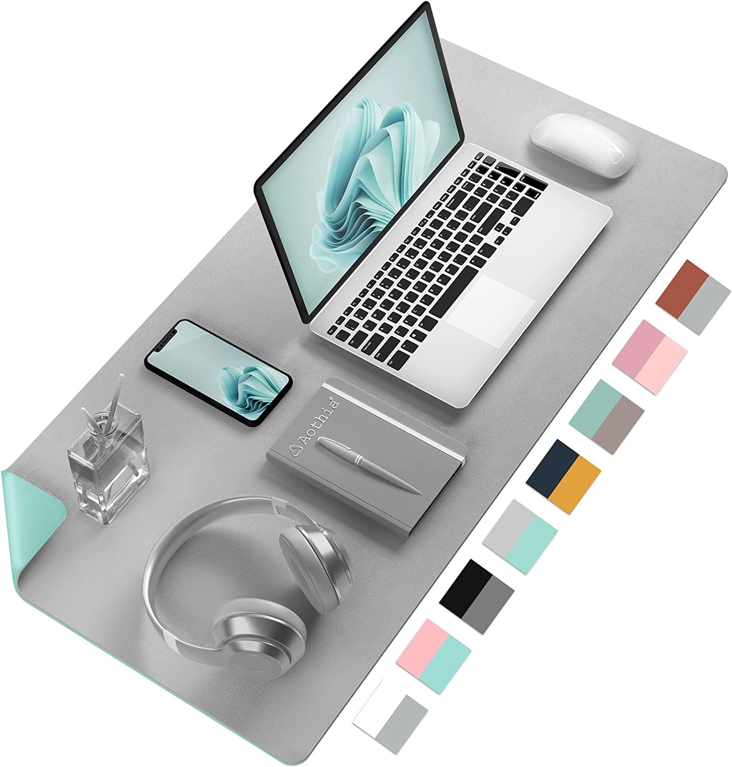 Double-Sided PU Leather Desk Pad - Non-Slip Large Mouse Pad & Desk Mat for Office, Home - Waterproof, Easy to Clean, Durable Dual-Sided Surface(Brown, 23.6" X 13.7")