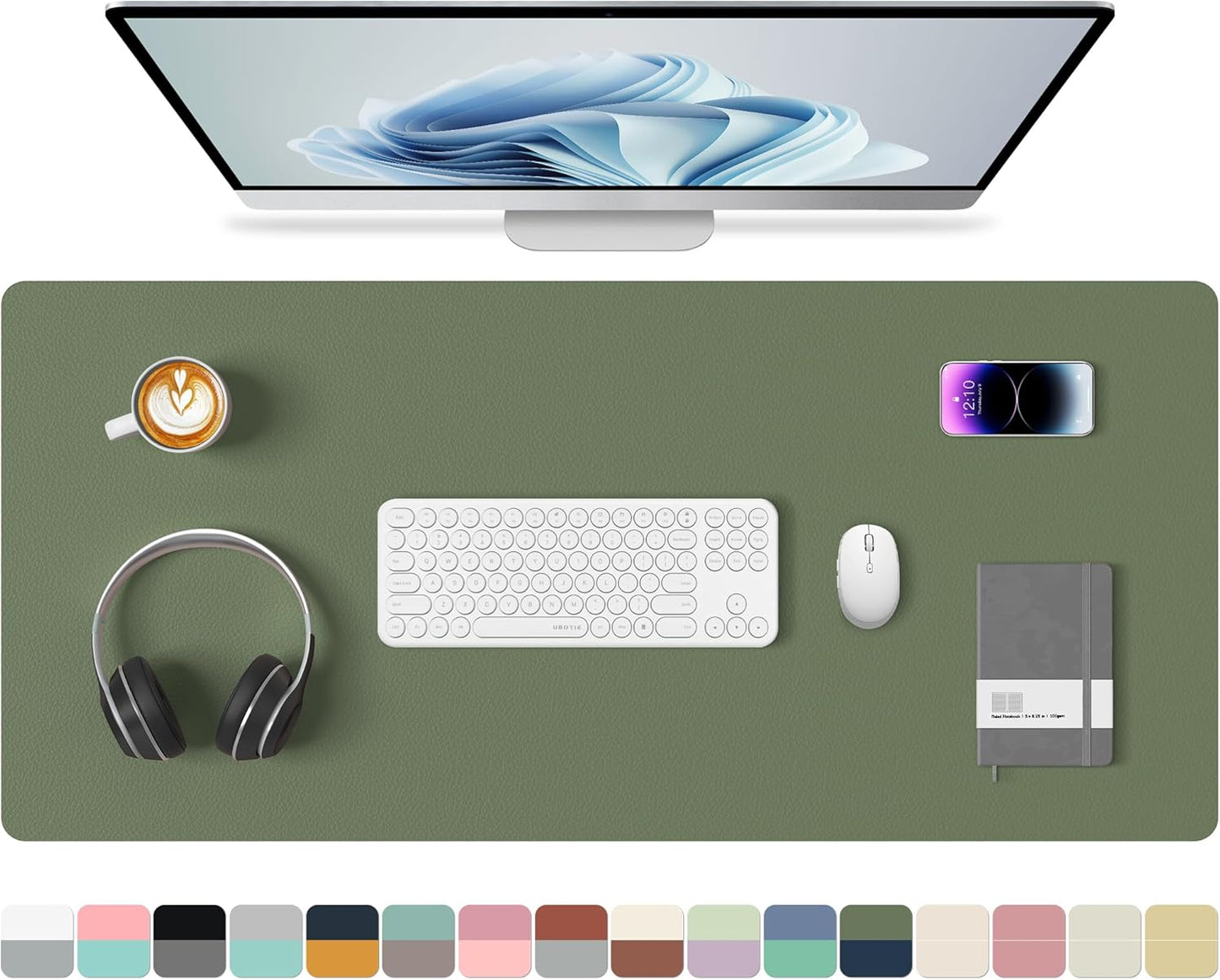 Double-Sided PU Leather Desk Pad - Non-Slip Large Mouse Pad & Desk Mat for Office, Home - Waterproof, Easy to Clean, Durable Dual-Sided Surface(Brown, 23.6" X 13.7")