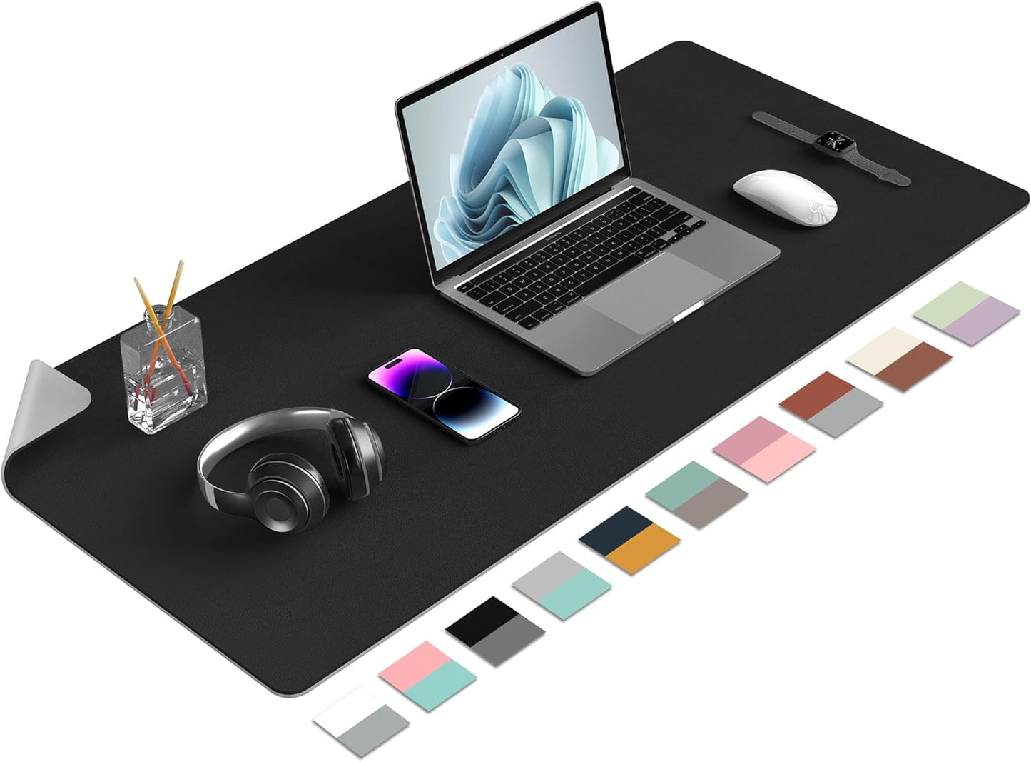 Double-Sided PU Leather Desk Pad - Non-Slip Large Mouse Pad & Desk Mat for Office, Home - Waterproof, Easy to Clean, Durable Dual-Sided Surface(Brown, 23.6" X 13.7")