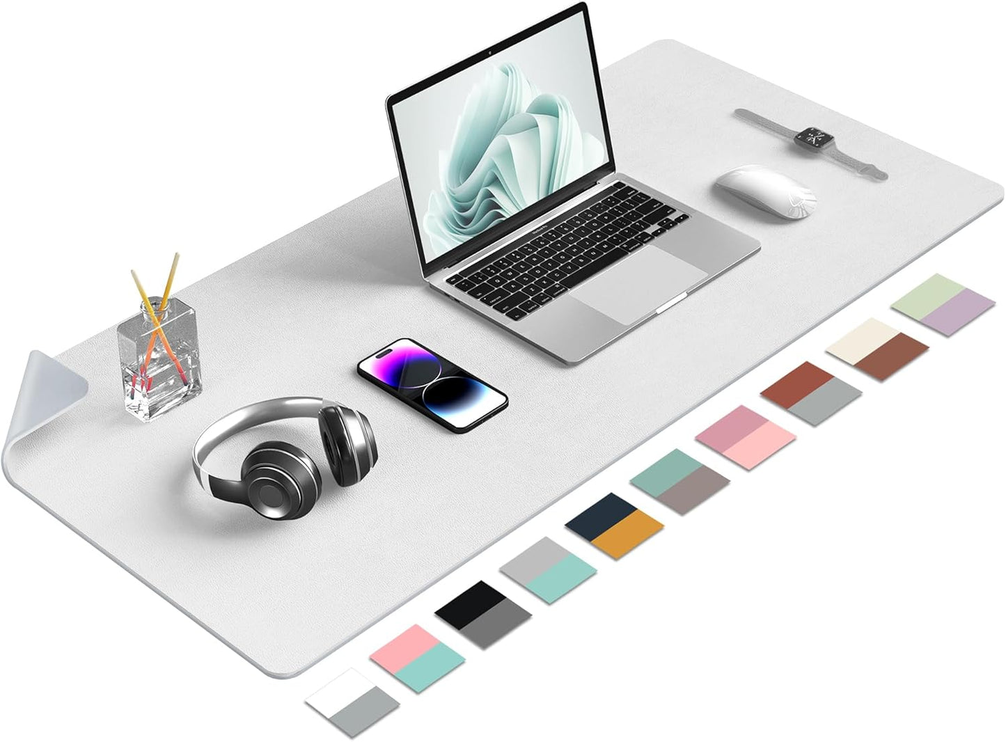 Double-Sided PU Leather Desk Pad - Non-Slip Large Mouse Pad & Desk Mat for Office, Home - Waterproof, Easy to Clean, Durable Dual-Sided Surface(Brown, 23.6" X 13.7")