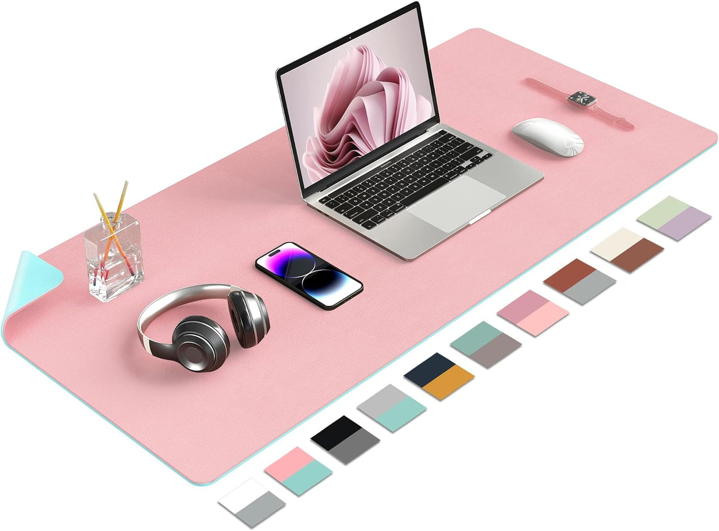 Double-Sided PU Leather Desk Pad - Non-Slip Large Mouse Pad & Desk Mat for Office, Home - Waterproof, Easy to Clean, Durable Dual-Sided Surface(Brown, 23.6" X 13.7")