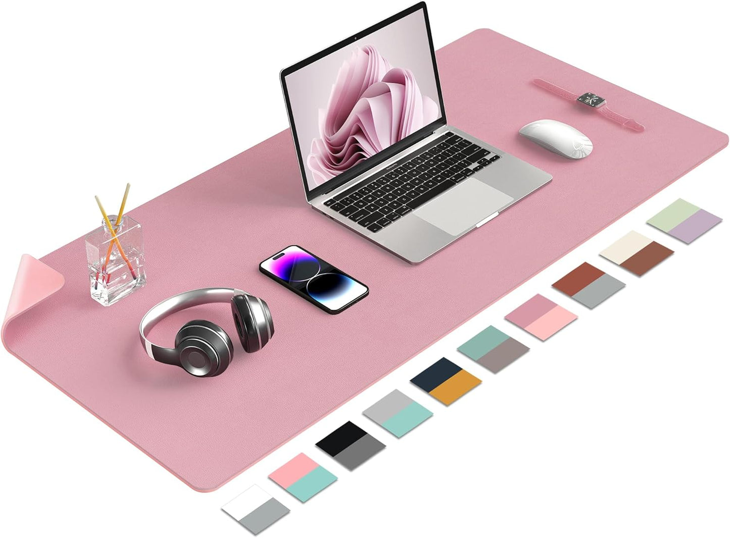 Double-Sided PU Leather Desk Pad - Non-Slip Large Mouse Pad & Desk Mat for Office, Home - Waterproof, Easy to Clean, Durable Dual-Sided Surface(Brown, 23.6" X 13.7")