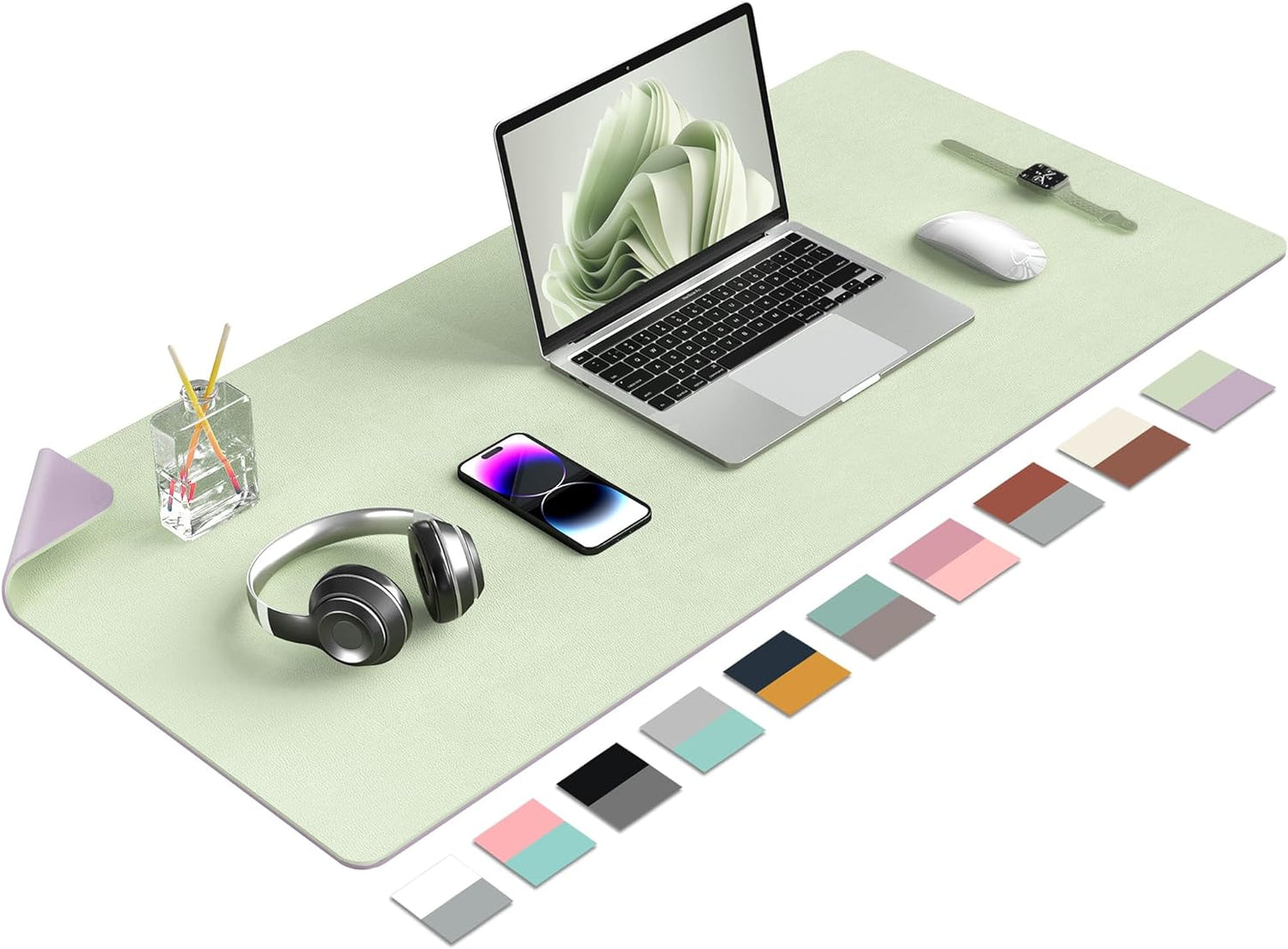 Double-Sided PU Leather Desk Pad - Non-Slip Large Mouse Pad & Desk Mat for Office, Home - Waterproof, Easy to Clean, Durable Dual-Sided Surface(Brown, 23.6" X 13.7")
