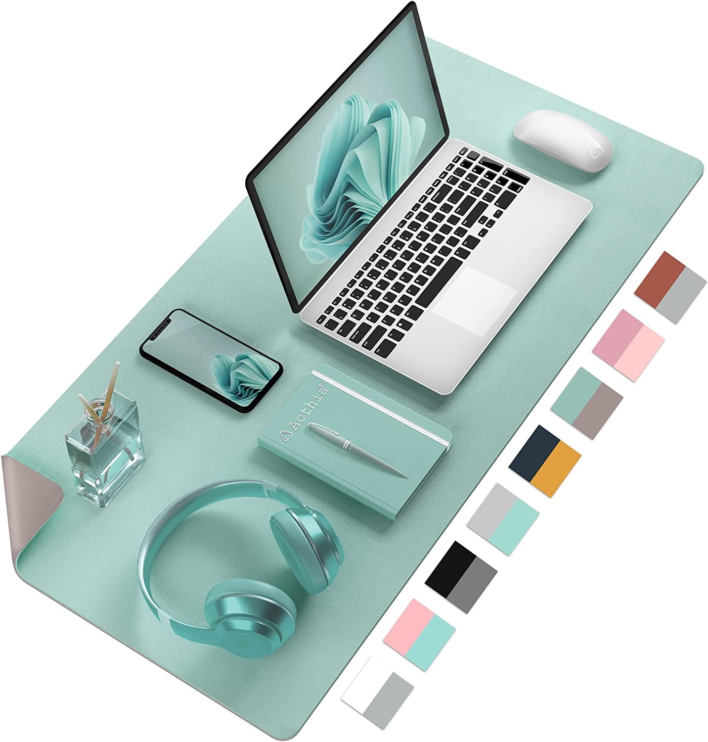 Double-Sided PU Leather Desk Pad - Non-Slip Large Mouse Pad & Desk Mat for Office, Home - Waterproof, Easy to Clean, Durable Dual-Sided Surface(Brown, 23.6" X 13.7")