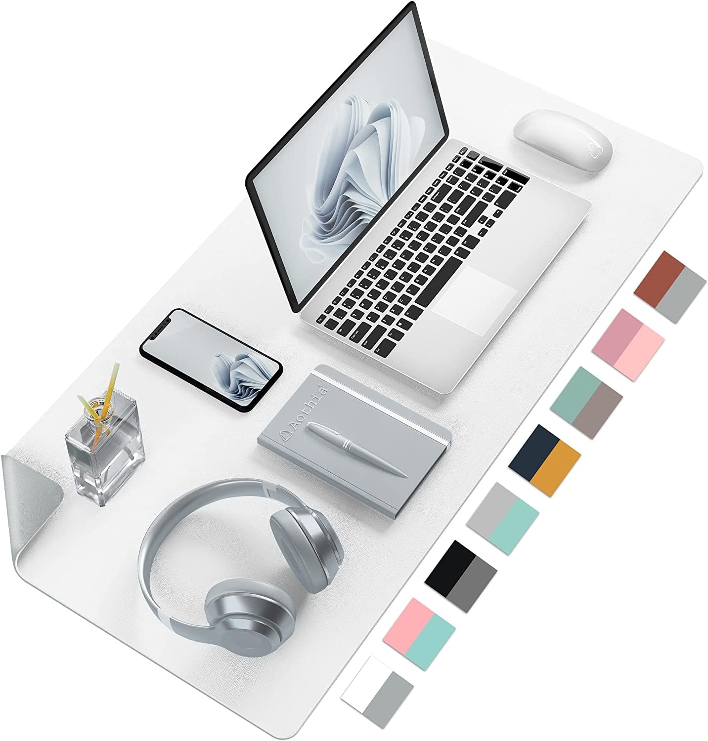 Double-Sided PU Leather Desk Pad - Non-Slip Large Mouse Pad & Desk Mat for Office, Home - Waterproof, Easy to Clean, Durable Dual-Sided Surface(Brown, 23.6" X 13.7")