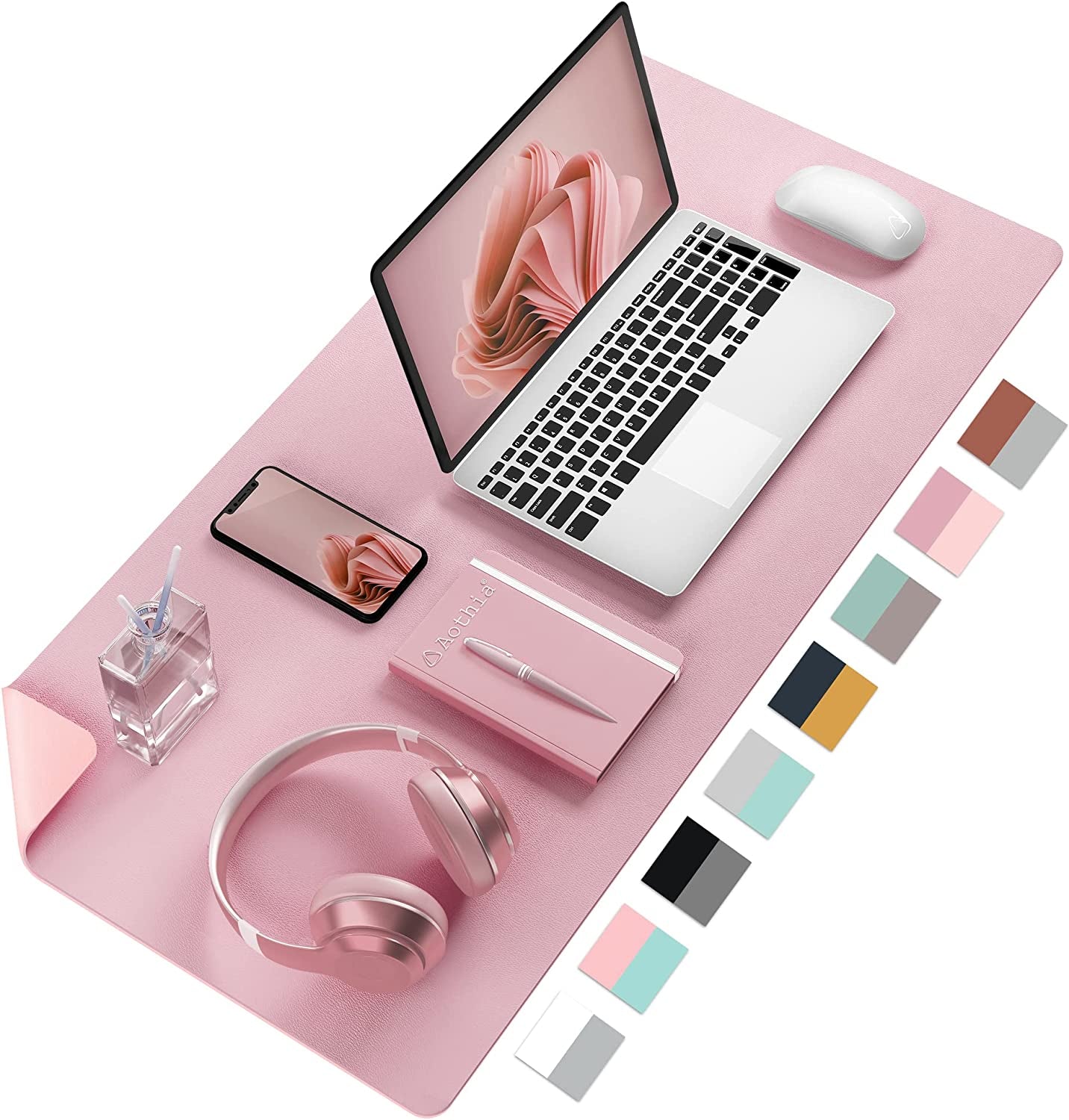 Double-Sided PU Leather Desk Pad - Non-Slip Large Mouse Pad & Desk Mat for Office, Home - Waterproof, Easy to Clean, Durable Dual-Sided Surface(Brown, 23.6" X 13.7")