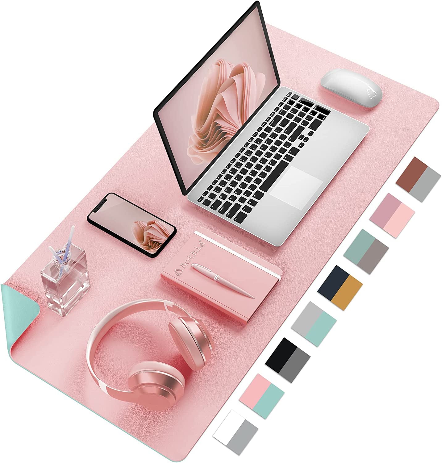 Double-Sided PU Leather Desk Pad - Non-Slip Large Mouse Pad & Desk Mat for Office, Home - Waterproof, Easy to Clean, Durable Dual-Sided Surface(Brown, 23.6" X 13.7")