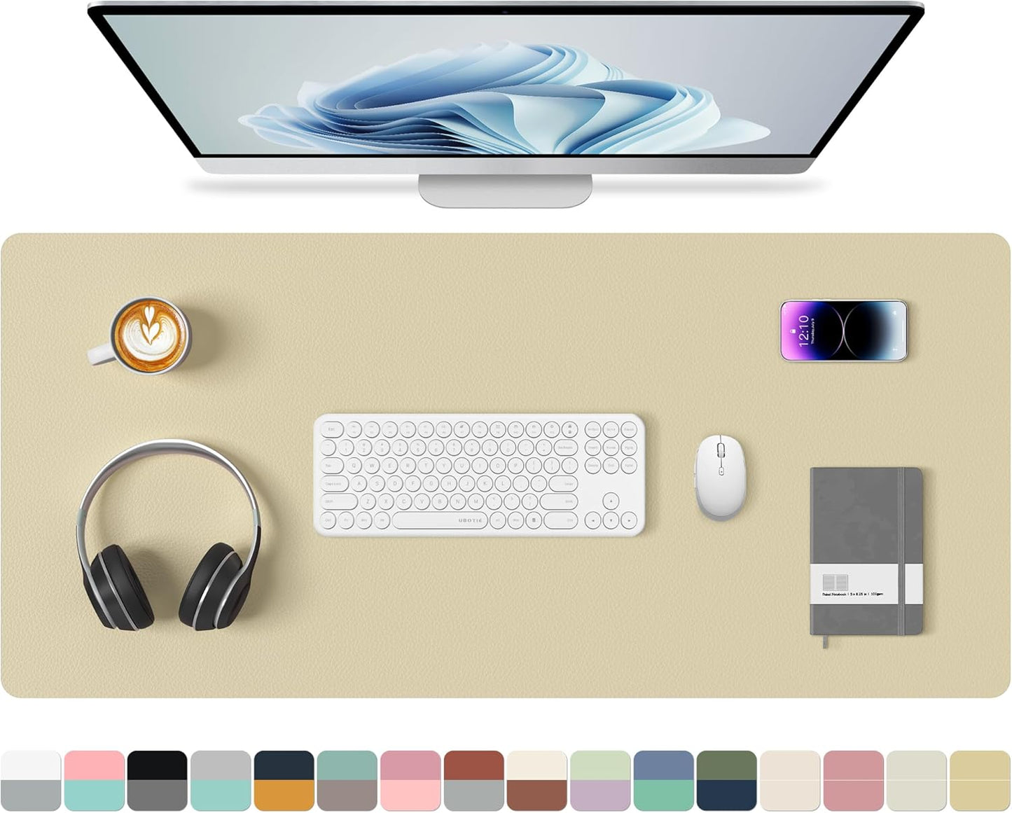Double-Sided PU Leather Desk Pad - Non-Slip Large Mouse Pad & Desk Mat for Office, Home - Waterproof, Easy to Clean, Durable Dual-Sided Surface(Brown, 23.6" X 13.7")