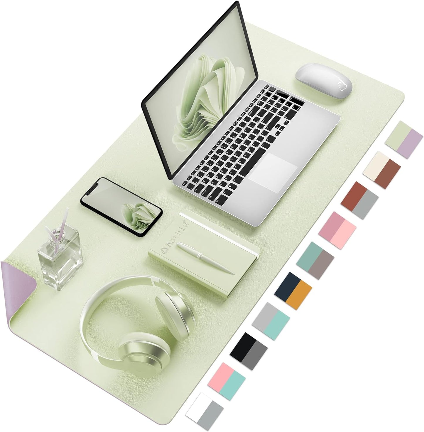 Double-Sided PU Leather Desk Pad - Non-Slip Large Mouse Pad & Desk Mat for Office, Home - Waterproof, Easy to Clean, Durable Dual-Sided Surface(Brown, 23.6" X 13.7")