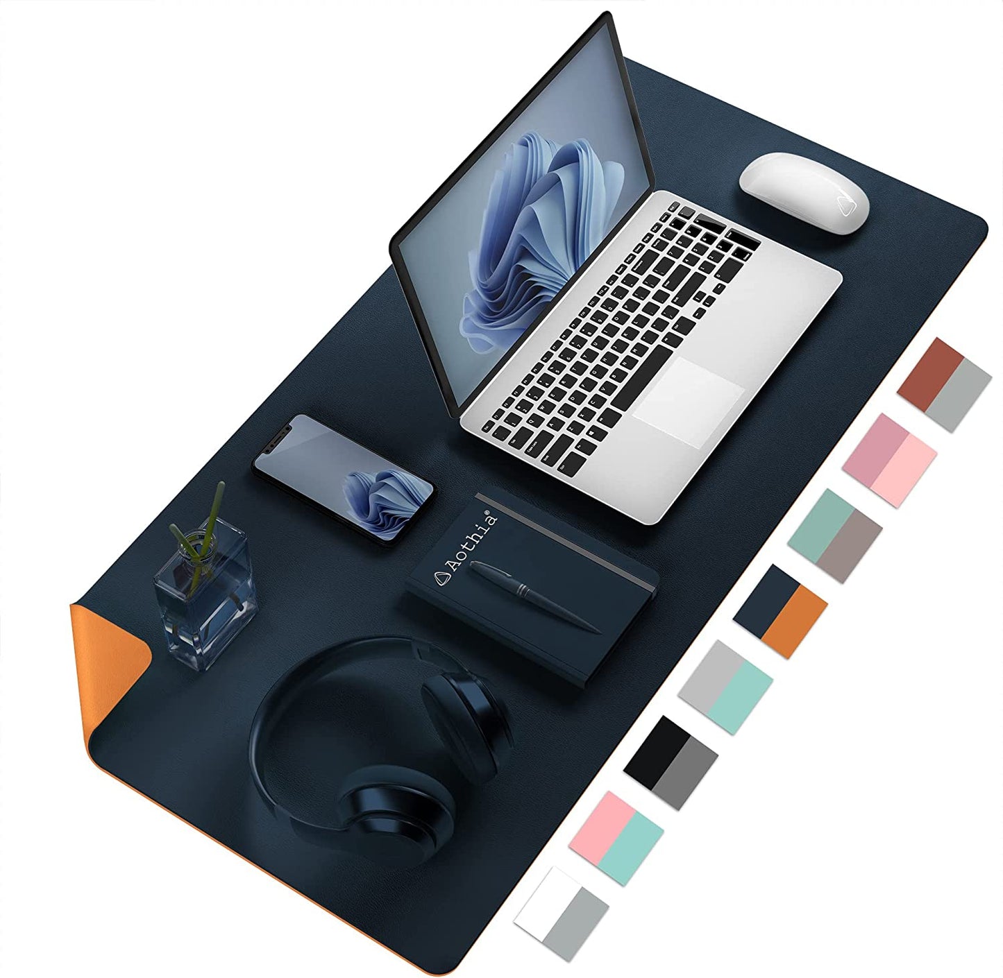 Double-Sided PU Leather Desk Pad - Non-Slip Large Mouse Pad & Desk Mat for Office, Home - Waterproof, Easy to Clean, Durable Dual-Sided Surface(Brown, 23.6" X 13.7")