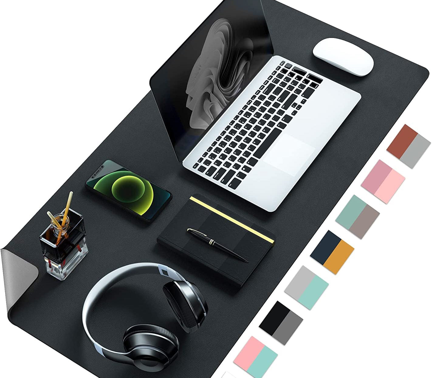 Double-Sided PU Leather Desk Pad - Non-Slip Large Mouse Pad & Desk Mat for Office, Home - Waterproof, Easy to Clean, Durable Dual-Sided Surface(Brown, 23.6" X 13.7")